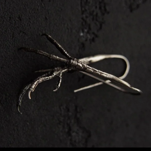 Ellen Rococo Sterling Silver Starling Bird Claw Talon Hanger Earrings BNIB - Picture 5 of 6